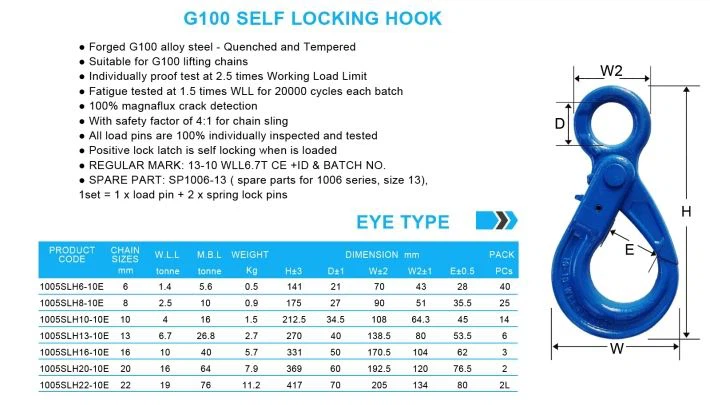 data sheet of eye self locking hook